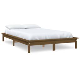 Berkfield Home Beautiful Bed Frame Honey Brown 140x190 cm Solid Wood Pine - thumbnail 3