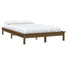 Berkfield Home Beautiful Bed Frame Honey Brown 140x190 cm Solid Wood Pine - thumbnail 1