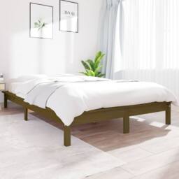 Berkfield Home Beautiful Bed Frame Honey Brown 140x190 cm Solid Wood Pine - thumbnail 2