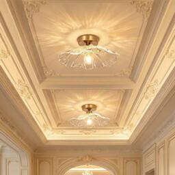 Emitto Ceiling Light Flower Clear Glass Fixture Chandelier Flush Mount 2 PCS in Gold - thumbnail 3