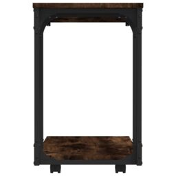 Berkfield Home Side Table with Wheels Smoked Oak 50x35x55.5cm Engineered Wood in Brown - Size: 50x35x55.5 cm - thumbnail 6