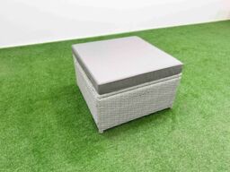 Fimous 9 Seater PE Wicker Rattan Furniture Sofa Sets with Firepit Dining Table 2 Seater Love Sofa 3 Stool Light Grey - thumbnail 6