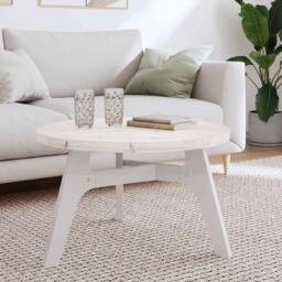 Berkfield Home Table Top Round White Ã˜70x3 cm Solid Wood Pine - Size: 70x3 cm - thumbnail 2