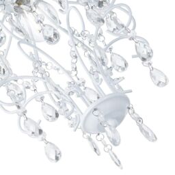 Happy Homewares Traditional Shabby Chic Chandelier Style Pendant Shade with Acrylic Droplets in White - thumbnail 4