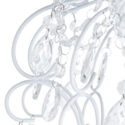 Happy Homewares Traditional Shabby Chic Chandelier Style Pendant Shade with Acrylic Droplets in White - thumbnail 3