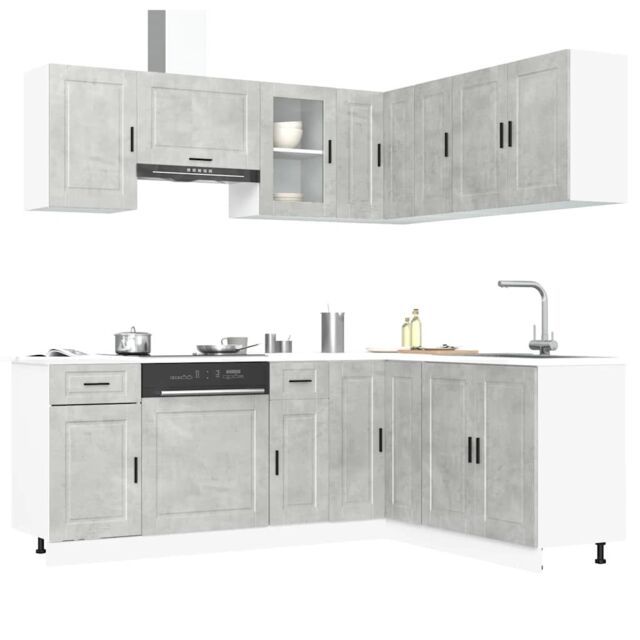 Berkfield Home 11 Piece Kitchen Cabinet Set Porto Concrete Grey Engineered Wood - image 1
