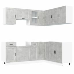 Berkfield Home 11 Piece Kitchen Cabinet Set Porto Concrete Grey Engineered Wood - thumbnail 2