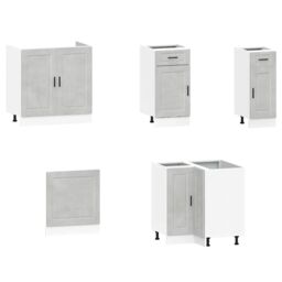 Berkfield Home 11 Piece Kitchen Cabinet Set Porto Concrete Grey Engineered Wood - thumbnail 4