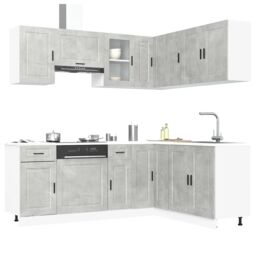 Berkfield Home 11 Piece Kitchen Cabinet Set Porto Concrete Grey Engineered Wood - thumbnail 1