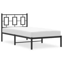 Berkfield Home Metal Bed Frame without Mattress with Headboard Black 90x190cm - Size: 90x190 cm - thumbnail 4