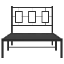 Berkfield Home Metal Bed Frame without Mattress with Headboard Black 90x190cm - Size: 90x190 cm - thumbnail 5