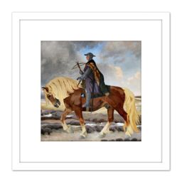 Artery8 Slott Moller Niels Ebbesen Horse Danish Painting 8X8 Inch Square Wooden Framed Wall Art Print Picture with Mount in White - thumbnail 1