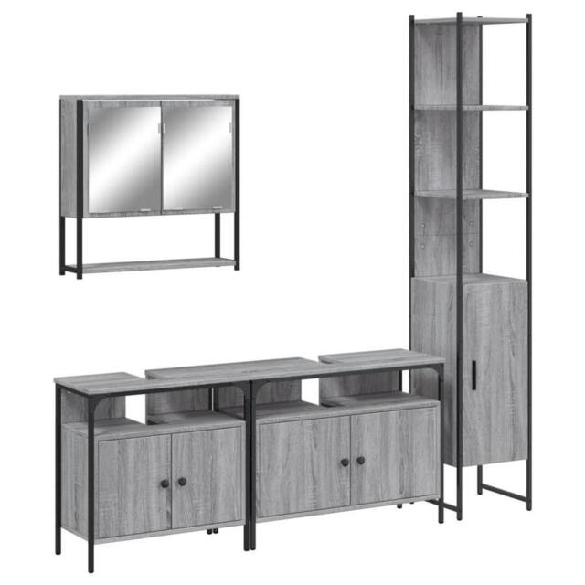 Berkfield Home 4 Piece Bathroom Furniture Set Grey Sonoma Engineered Wood - image 1