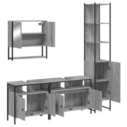 Berkfield Home 4 Piece Bathroom Furniture Set Grey Sonoma Engineered Wood - thumbnail 5