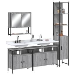 Berkfield Home 4 Piece Bathroom Furniture Set Grey Sonoma Engineered Wood - thumbnail 2