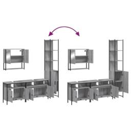 Berkfield Home 4 Piece Bathroom Furniture Set Grey Sonoma Engineered Wood - thumbnail 9