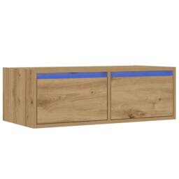 Berkfield Home TV Cabinet with LED Lights Artisan Oak 75x35.5x25 cm in Brown - thumbnail 3