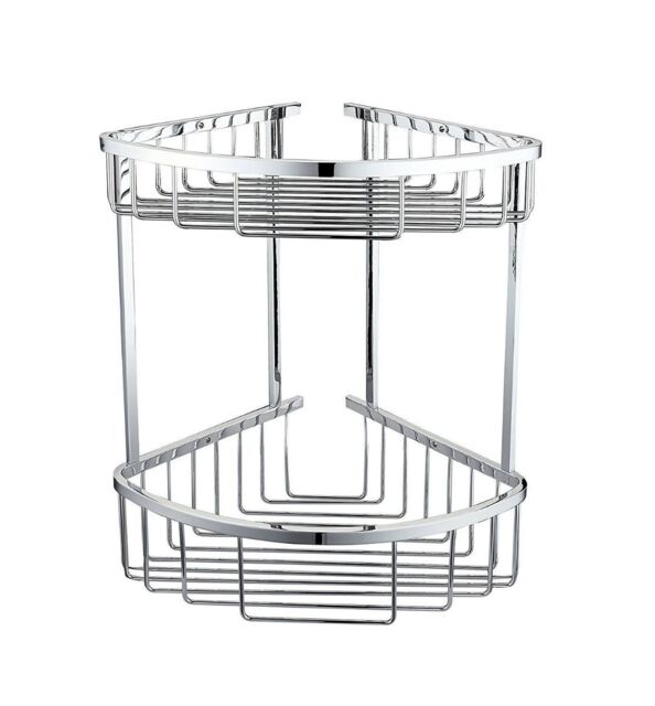 Nes Home Chrome Corner Shower Caddy Double Shelf Basket Rack in Silver - image 1