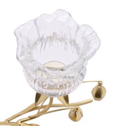 Hestia Single Stem Clear Glass Flower Candle Holder With Gold Stem - thumbnail 3
