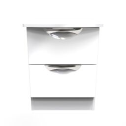 Ready Assembled 2 U Holborn 2 Drawer Bedside Cabinet (Ready Assembled) in White - Size: Small - thumbnail 3