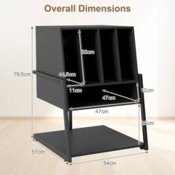 VOGREX Record Player Stand Record Storage Table with Charging Station in Black - thumbnail 2