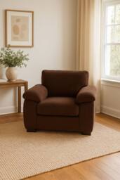 LUXURY LIFE Amalfi Jumbo Cord Fabric 1 Seater Sofa in Chocolate