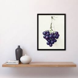 Artery8 Jean Bernard Framed Wall Art Print Bunch of Blue Grapes Oil Painting in White - Size: A4 - thumbnail 2