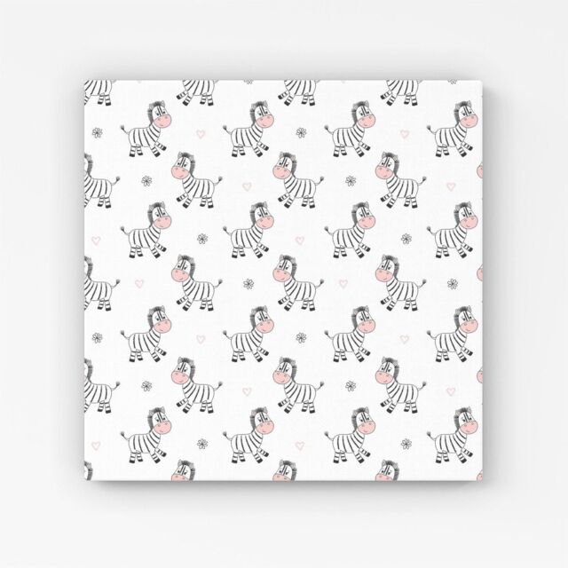 "Warren Reed - Designer Cute Hand Drawn Zebra Canvas in White - Size: W30"" x H30""" - image 1