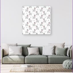 "Warren Reed - Designer Cute Hand Drawn Zebra Canvas in White - Size: W30"" x H30""" - thumbnail 4