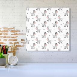 "Warren Reed - Designer Cute Hand Drawn Zebra Canvas in White - Size: W30"" x H30""" - thumbnail 2
