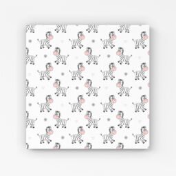 "Warren Reed - Designer Cute Hand Drawn Zebra Canvas in White - Size: W30"" x H30""" - thumbnail 1