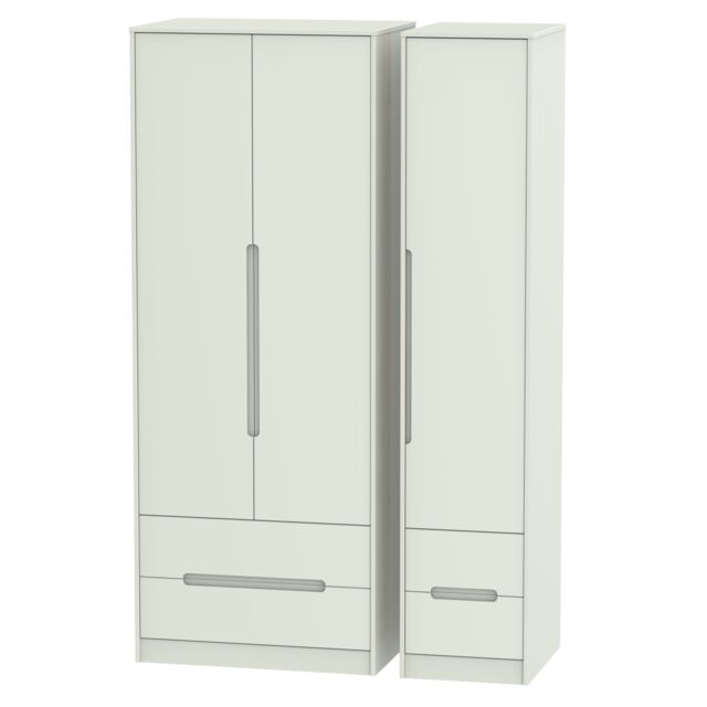 Ready Assembled 2 U Bristol Tall Triple 2 Drawer + Drawer Wardrobe (Ready Assembled) in Taupe