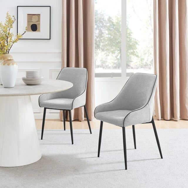 FurnitureboxUK Beaumont 2x Fabric Black Leg Dining Chair in Grey - image 1
