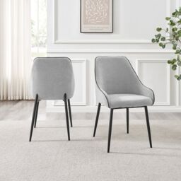 FurnitureboxUK Beaumont 2x Fabric Black Leg Dining Chair in Grey - thumbnail 2
