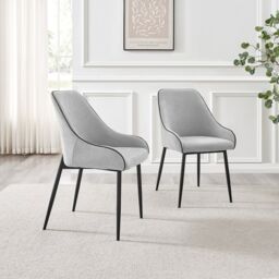 FurnitureboxUK Beaumont 2x Fabric Black Leg Dining Chair in Grey - thumbnail 3
