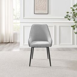 FurnitureboxUK Beaumont 2x Fabric Black Leg Dining Chair in Grey - thumbnail 4