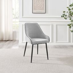 FurnitureboxUK Beaumont 2x Fabric Black Leg Dining Chair in Grey - thumbnail 5