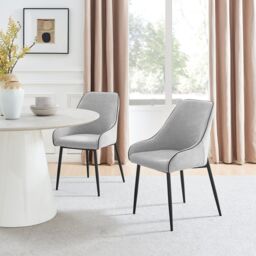 FurnitureboxUK Beaumont 2x Fabric Black Leg Dining Chair in Grey - thumbnail 1