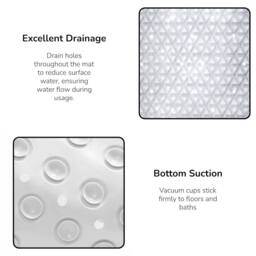 Showerdrape Medina Anti Slip PVC Bath Mat 69cm x 36cm - 2 Set in Grey - Size: 69 cm x 36 cm - thumbnail 2