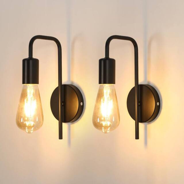 COMELY 2 Pack Vintage Wall Lights, Industrial Indoor Wall Lights, E27, Black - image 1