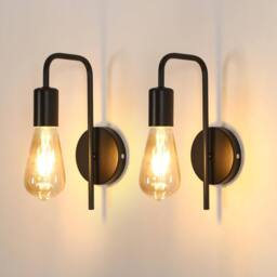 COMELY 2 Pack Vintage Wall Lights, Industrial Indoor Wall Lights, E27, Black - thumbnail 1