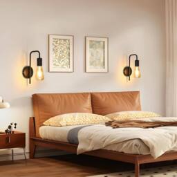 COMELY 2 Pack Vintage Wall Lights, Industrial Indoor Wall Lights, E27, Black - thumbnail 5
