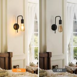 COMELY 2 Pack Vintage Wall Lights, Industrial Indoor Wall Lights, E27, Black - thumbnail 6