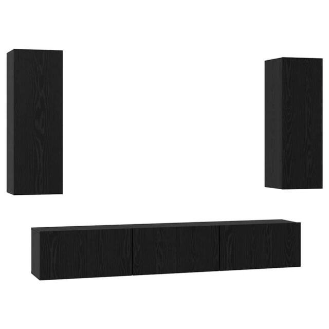 Berkfield Home TV Cabinet with Shelf 5 pcs Black oak Medium 30.5 x 30 x 90 cm - image 1