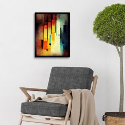 "Artery8 Wall Art Print Acid Jazz Retro Colourful Boho Abstract Art Framed in Black - Size: W12"" x H16""" - thumbnail 2