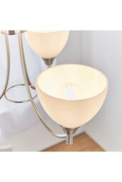Netlighting Alton 3 Light Multi Arm Ceiling Pendant Satin Chrome Matt Opal Glass E14 in Grey - thumbnail 6