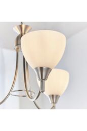 Netlighting Alton 3 Light Multi Arm Ceiling Pendant Satin Chrome Matt Opal Glass E14 in Grey - thumbnail 5