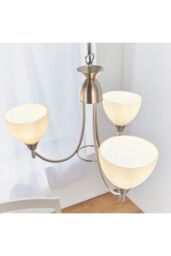 Netlighting Alton 3 Light Multi Arm Ceiling Pendant Satin Chrome Matt Opal Glass E14 in Grey - thumbnail 2