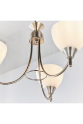 Netlighting Alton 3 Light Multi Arm Ceiling Pendant Satin Chrome Matt Opal Glass E14 in Grey - thumbnail 4