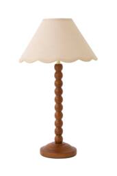 ValueLights Bobbin Colour Trim Linen Shade Walnut Bobble Table Lamp with Bulb in Cream - thumbnail 6